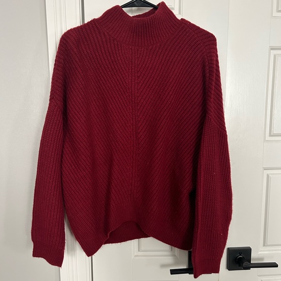 Express mock neck knit red sweater size medium. - Picture 1 of 4